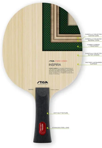 Vista 5 de STIGA Inspira - Cuchilla de tenis de mesa híbrida de carbono, cuchilla profesional ofensiva con máximo control y potencia