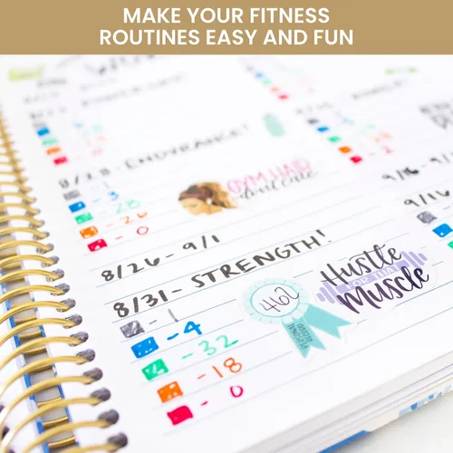 Vista 4 de bloom daily planners - Hojas adhesivas para planificador de salud, bienestar y fitness - Paquete de calcomanías variadas - ¡Seis hojas adhesivas por