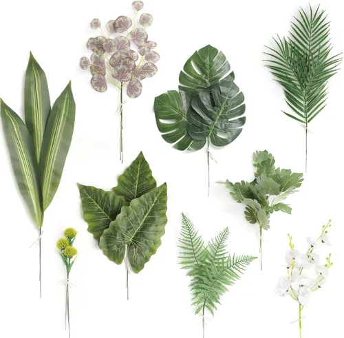 Vista 9 de Serra Flora - Juego de tallos de vegetación artificial en caja, (paquete de 44 piezas) con 7 tipos de relleno de vegetación artificial para ramos