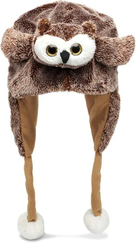 Vista 12 de Puzzled - Sombrero de mapache marrón de peluche - Sombrero súper suave y cálido con orejeras, gorro de invierno acogedor de forro polar para niños