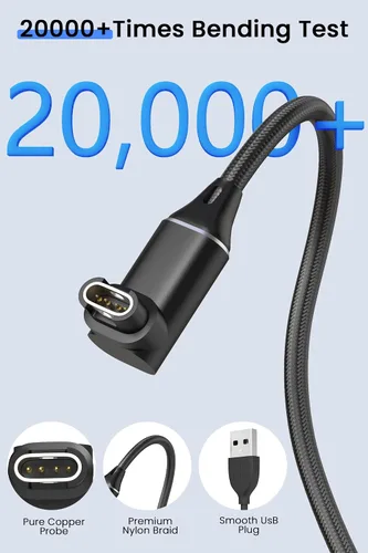 Vista 5 de Cable de carga USB compatible con Garmin Forerunner 55 165 265 970 255, Vivoactive 5 6, Venu 3 Sq2, Instinct 3 2, Fenix 8 7 6 5, Approach S44