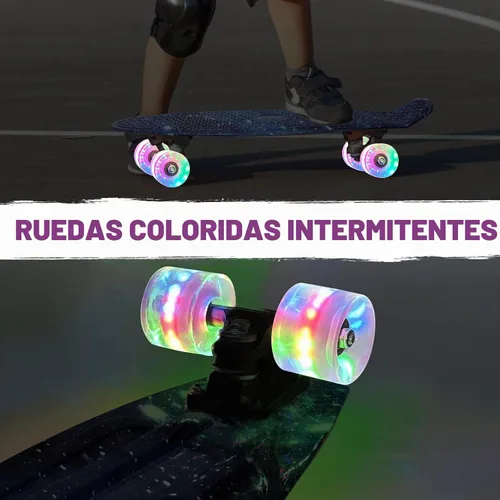 Vista 2 de Nattork Patinetas 22 Pulgadas Mini Cruiser Patineta Completa Tablas Retro con Ruedas de Luces Coloridas para Niños, Niñas, Chicos, Principiantes