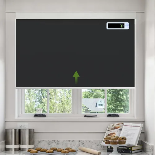 Vista 9 de Persianas motorizadas con control remoto, persianas automáticas opacas de enfriamiento con panel solar, persianas inteligentes inalámbricas