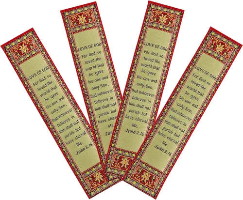 Vista 8 de Armor of God, paquete a granel de 4 marcadores de versículos de la Biblia de tela tejida, marcadores religiosos suaves y flexibles para novelas