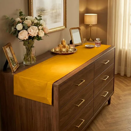 Vista 35 de Luxe Shine™ by D'Moksha - Camino de mesa negro de 36 pulgadas, elegante camino de mesa de seda, lavable a máquina, 14 x 36 pulgadas para tocador