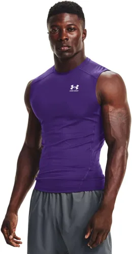 Vista 26 de Under Armour - Camiseta de compresión HeatGear sin mangas para hombre Negro (001)/Blanco