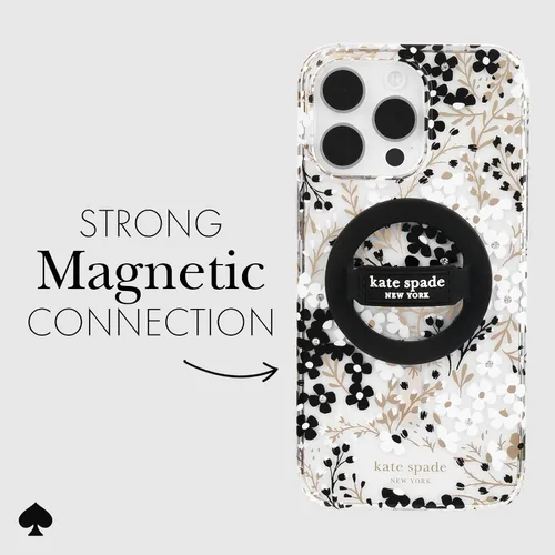 Vista 5 de Kate Spade New York Agarre magnético para móvil con asa - Desmontable y plegable - Negro Stylish Designer Phone Holder for Hand - Removable and