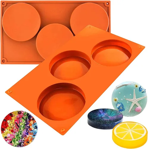 Vista 3 de Moldes de silicona para caramelos de disco redondo grande, paquete de 2