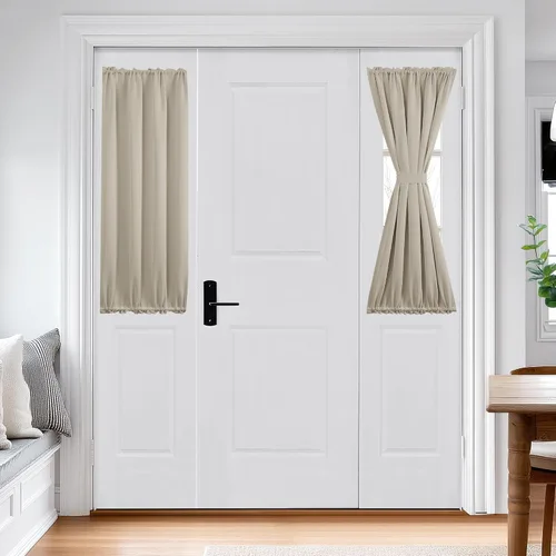 Vista 108 de Deconovo Cortinas opacas para puerta, bolsillo para cortinero y cortinas de bloqueo con aislamiento térmico para dormitorio, 137.16 x 189.2 cm, azul