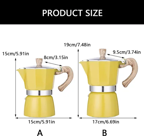 Vista 3 de Olla italiana de moca, olla de café expreso, 3/6 tazas, mango de madera, olla de café expreso moca para uso en el hogar y campamento