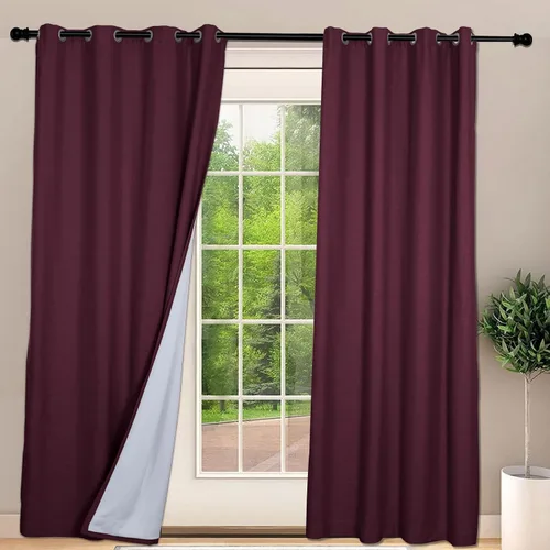 Vista 21 de Frelement Cortinas opacas extralargas de 108 pulgadas de largo, para sala de estar, cortinas de lino con bloqueo de luz, cortinas con aislamiento