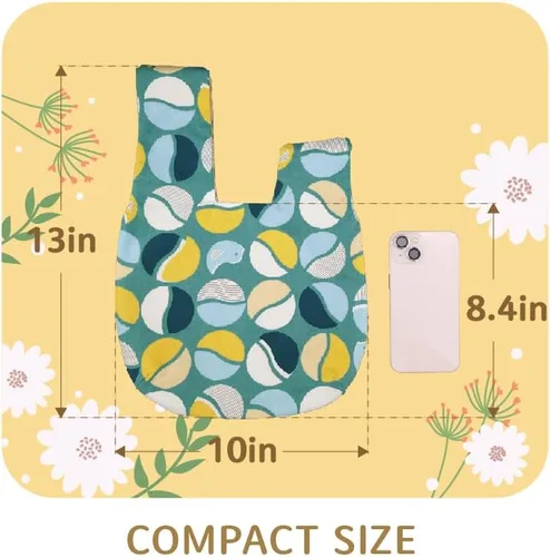 Vista 3 de BAR Elegante bolsa de muñeca de algodón con patrón japonés, bolsa de nudo, bolsa de lona portátil para mujer, mujer