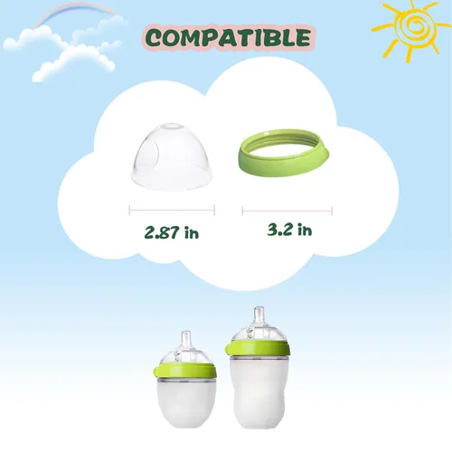 Vista 2 de Juego de 3 tapas de cúpula con anillos de pezón compatibles con biberones Comotomo (no compatible con Gen2), collares de tornillo de repuesto