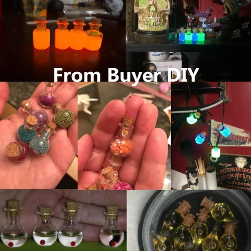 Vista 7 de Botellas de cristal pequeñas de 0.1 fl oz con tapón de corcho. Botella de deseos para bodas, fiestas, bricolaje, etc.
