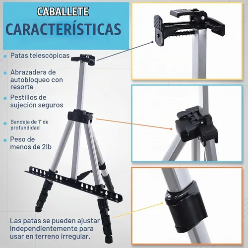 Vista 3 de US Art Supply PISMO caballete de aluminio liviano, ideal para usar arriba de una mesa o piso, bolsa gratis