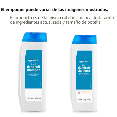 Vista 4 de Amazon Basics Champú y acondicionador anticaspa 2 en 1, alivio de picazón, seguro para todo tipo de cabello, sin parabenos, suave y pH equilibrado