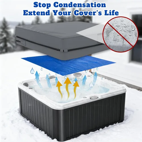 Vista 6 de BigXwell Cubierta solar para piscina, manta de burbujas para bañera de hidromasaje, cubierta de spa cuadrada de 16 mil 7 x 7 pies, manta solar