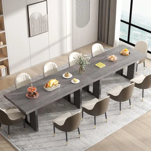 Vista 5 de Loomie Mesa de comedor de 70.8 pulgadas, mesa de cocina rústica para 6-8 personas, muebles de comedor grandes, mesa rectangular para sala de estar