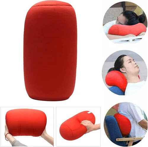Vista 2 de Emivery 2 almohadas blandas de microperlas para cama de frijol, almohada de tubo de apoyo para el cuello de viaje, almohada de espuma viscoelástica