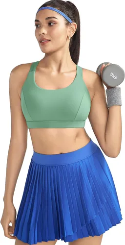 Vista 2 de RUNNING GIRL Brasier deportivo para mujer de alto soporte, espalda cruzada acolchada, brasier deportivo con tirantes delgados, brasier de yoga