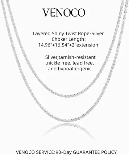 Vista 5 de VENOCO Collar de oro en capas para mujer, delicado collar de eslabones de cadena de clip minimalista, gargantilla de espiga de espiga, collar