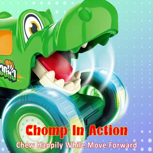 Vista 5 de Camión monstruo, autos de juguete para niños pequeños de 1 a 3 años con Bull Shark Crocodile Glow Rover Wheels Press and Go Cars Monster Trucks