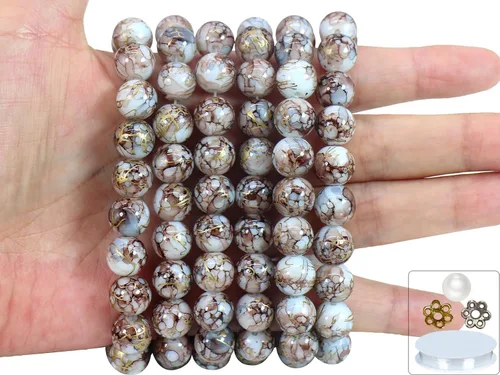 Vista 19 de Cuentas de vidrio de 0.157 pulgadas a granel para hacer joyas, 4700 piezas redondas de cuentas de jade de imitación para pulseras y pulseras