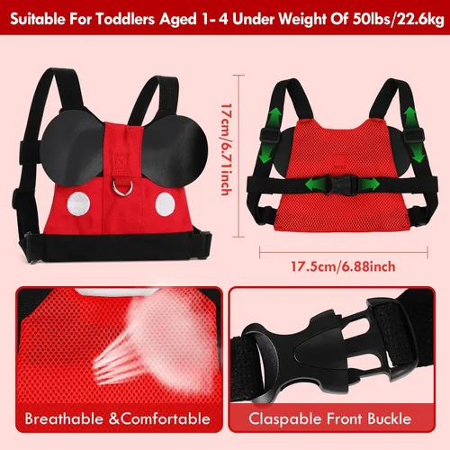 Vista 4 de Lehoo Castle Correa para Caminar para Niños Pequeños, Correas de Bebé para Niños Pequeños Varones, Arnés Infantil con Correa, Enlace de Muñeca