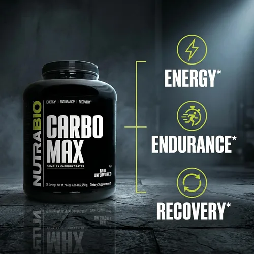 Vista 5 de NutraBio CarboMax Maltodextrina en polvo – Polvo de carbohidratos para energía sostenida – Rico en calorías para aumento muscular y de peso – Sin