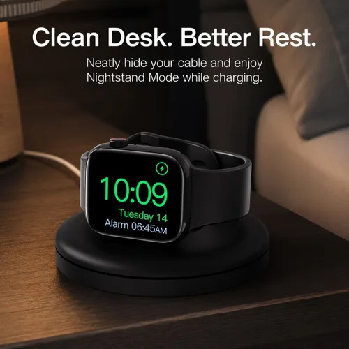 Vista 2 de PZOZ - Soporte de carga para Apple Watch, gestión de cables, base para Negro