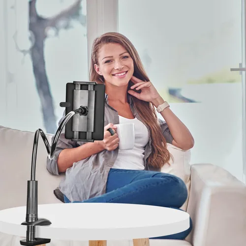Vista 9 de Soporte para Tableta y Teléfono con Cuello de Cisne Soporte para Kindle para Cama Soporte flexible de 33 pulgadas con abrazadera de brazo largo