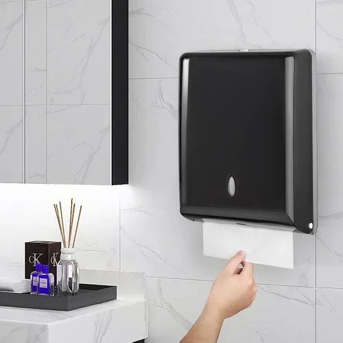 Vista 7 de Kordory Dispensador de toallas de papel de montaje en pared, multipliegue/triple plegado, dispensador de toallas plegable en C, soporte de papel