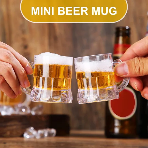 Vista 4 de Yinder 50 vasos de cerveza de 2 onzas, mini vasos de chupito de plástico, base pesada, vasos de degustación de cerveza reutilizables, pequeños vasos