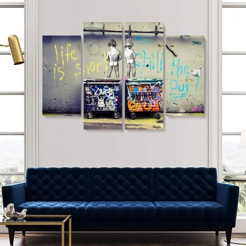 Vista 42 de Banksy Graffiti Street Art Colecciones de lienzos de arte callejero. Listo para colgar. Fabricado en Estados Unidos #FULL2
