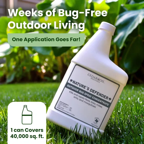 Vista 3 de Nature's Defender - Concentrado de césped y jardín, control de plagas totalmente natural para espacios al aire libre, fabricado con aceite de madera