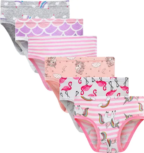 Vista 24 de Family Feeling Ropa interior para niña pequeña, bragas para niños grandes, ropa interior suave, 100% algodón 6 paquete-31yu