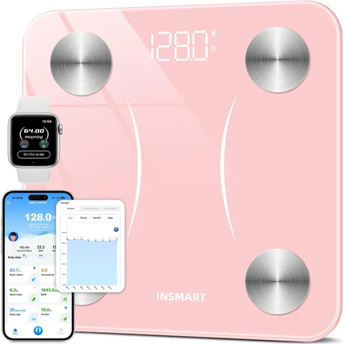 Vista 12 de INSMART Báscula de grasa corporal, báscula inteligente para peso corporal de 0.1 libras de alta precisión, báscula digital de peso de baño para IMC