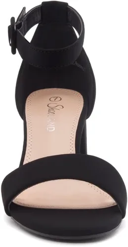 Vista 2 de Shoe Land SL-Romina - Sandalias de tacón bajo grueso para mujer, puntera abierta, correa al tobillo, tacón de bloque, para graduación, boda, fiesta
