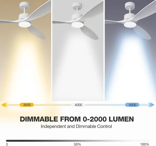 Vista 6 de Ventilador de techo inteligente de 70 pulgadas con luces, ventilador de techo con aspas de madera maciza con control remoto, Alexa, controles
