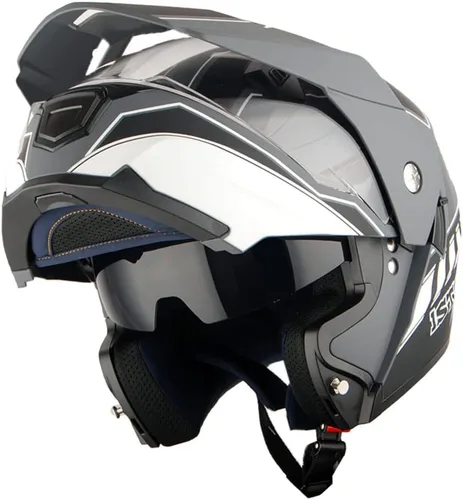 Vista 10 de 1Storm Nuevo Casco Modular de Cara Completa para Motocicleta con Doble Visera Abatible: HJK910 DSPORT Brillo negro