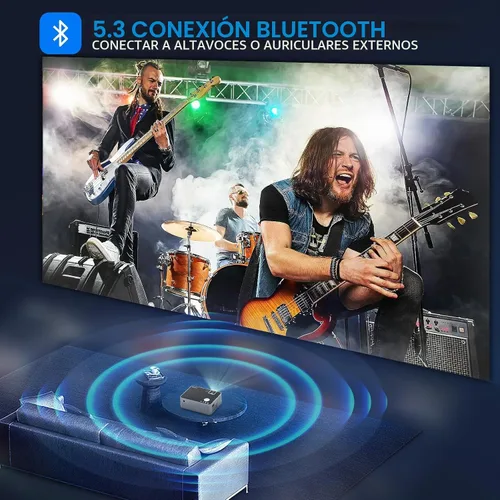 Vista 6 de Proyector Native 1080P con WIFI y Bluetooth, pericat 4K compatible con 230 ANSI Proyector de cine al aire libre con pantalla de 100 pulgadas