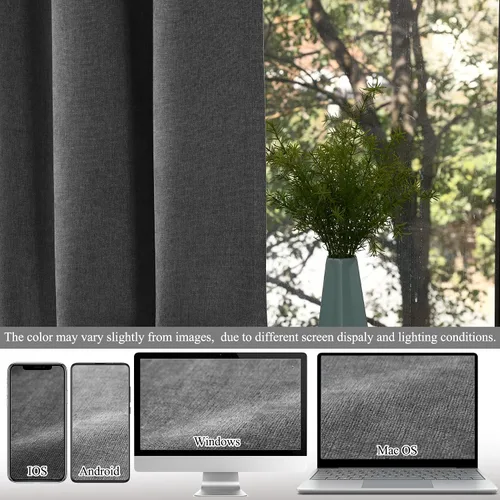 Vista 7 de Fcosie Cortinas opacas 100% de lino sintético para sala de estar, cortinas de 63 pulgadas de largo con aislamiento térmico para comedor, lavandería
