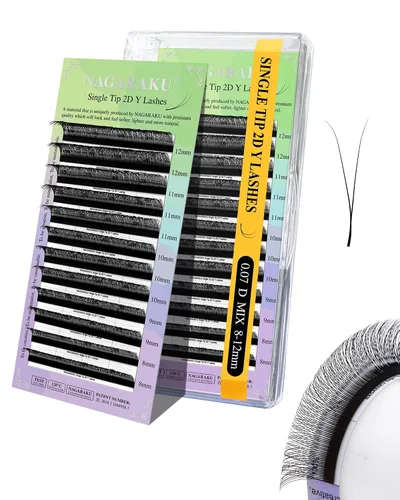 Vista 130 de NAGARAKU YY - Extensiones de pestañas, suministros Y, Lash 4D, Easy Fan, pestañas cruzadas de volumen ruso, pestañas YY, tejidas a mano, malla