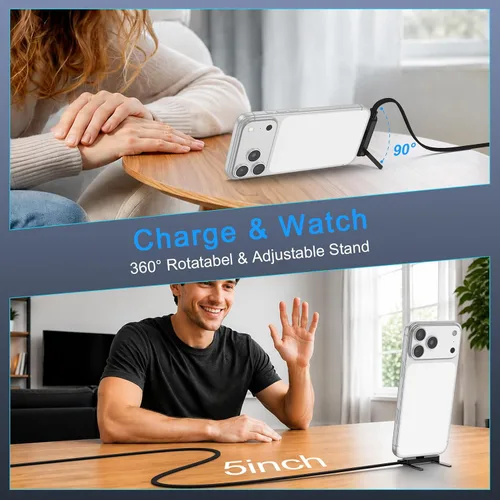 Vista 4 de Cable de carga de soporte invisible de 240 W de carga rápida USB C a USB C Negro