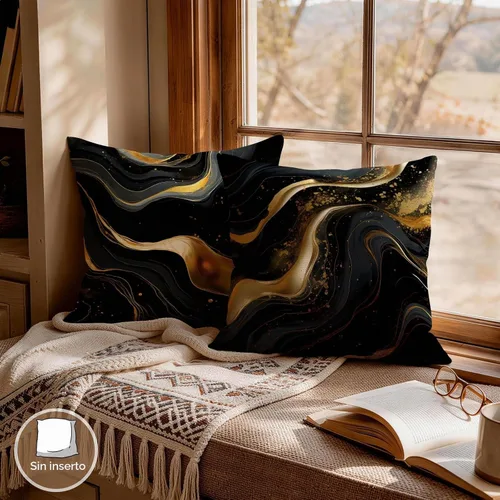 Vista 3 de OBSEDE - Fundas para cojín de mármol negro y dorado abstracto, 18 × 18 pulgadas, juego de 4, fundas para cojines de sofá, cama, salón, decoración
