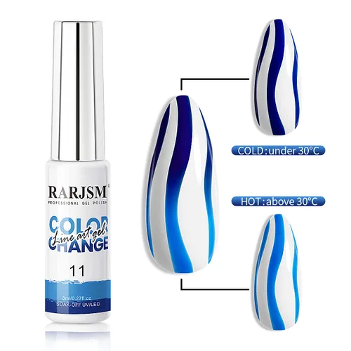 Vista 6 de RARJSM Juego de esmaltes de uñas de gel que cambian de color de temperatura, 12 colores que cambian el estado de ánimo, rosa, naranja, rojo, azul
