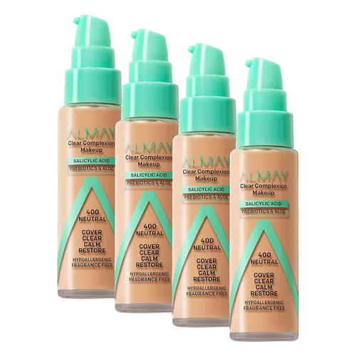Vista 17 de Almay Clear Complexion - Base de maquillaje para acné con ácido salicílico, cobertura media, acabado mate suave, hipoalergénico, libre de crueldad