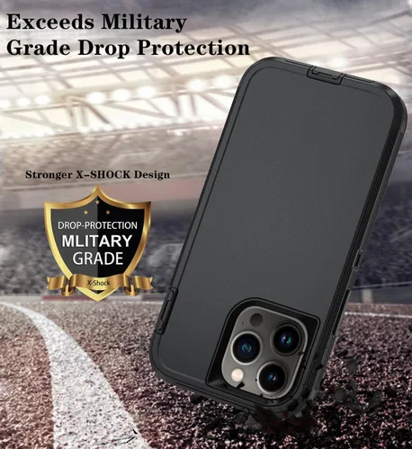 Vista 4 de Funda para iPhone 12 Pro Max con protector de pantalla HD, resistente a los golpes, al polvo y a las caídas, funda de 3 capas para iPhone 12 Pro Max