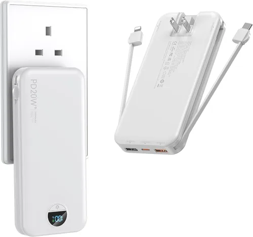 Vista 11 de Ffnpua Cargador portátil Power Bank 10000mAh PD20W con cables incorporados