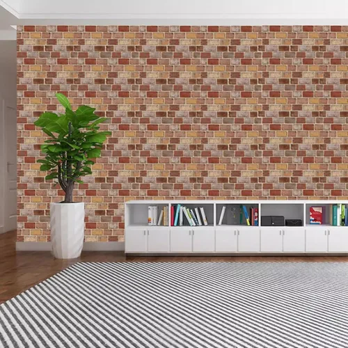 Vista 8 de SOVORM Paquete de 10 paneles de pared 3D de ladrillo sintético para despegar y pegar en marrón rojo, papel tapiz autoadhesivo para decoración